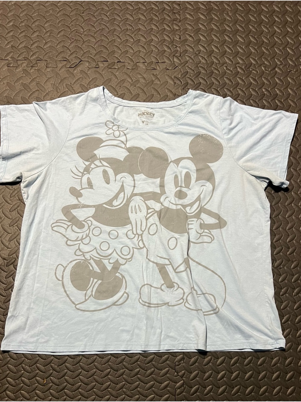 Disney Light Blue Mickey & Minnie Short Sleeve Graphic Tee